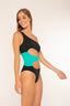 Trikini cut out en color negro y verde para mujer y teen de Moûtt Girls. Trikini Perú