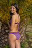 Bikini estampado morado de flores ideal para teens. Modelo Azores de Moutt Girls.