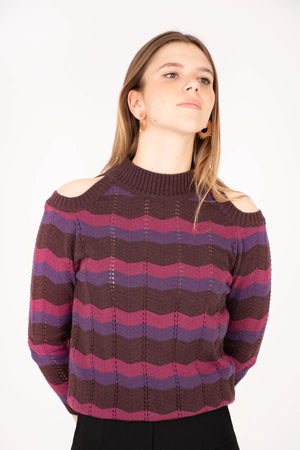 Jersey Texas malva con rayas en zigzag para mujer y teen de Moûtt Girls.