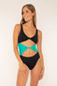 Trikini Costa Bicolor negro y verde con aberturas para mujer y teen de Moûtt Girls.