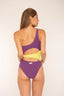 Comprar Trikini Perú en color morado y amarillo. Trikini cut out con dos aberturas.